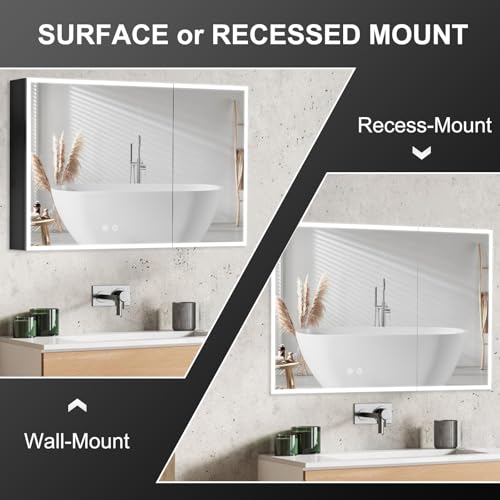 Umeiga SURFACE MEDICINE CABINET MIRROR Led Bathroom Medicine Cabinet With Light, Recessed/Surface Medicine Cabinet With Mirror 5 Storage Shelf, Defogger, Lighted Mirrored Storage Cabinet Wall Cabinet thumb #5