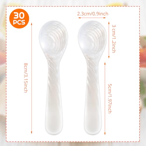 Image of Patelai 30 Pieces Mother of Pearl Caviar Spoons Round Handle, 8cm /3.15 Inch