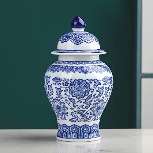 Galouro Blue And White Ginger Jars For Home Décor,Small Chinoiserie Porcelain, Good Ideal For Room, Office Decoration,9.8" H #TOP7