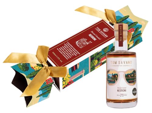 Tom Savano Artisan Cocktails | Negroni Cocktail Christmas Cracker | Rich Blend of Gin, Vermouth, Bitter Amaro | Festive Gift Box | 1 x 100ml Mini Bottle