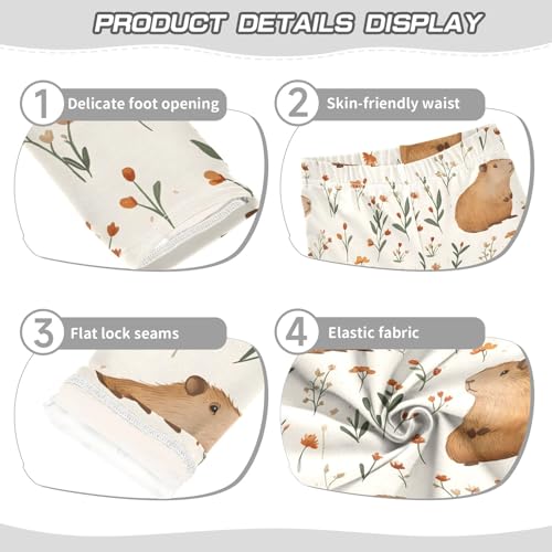 Capybara Flower Daisy Girls Leggings Athletic Pants Tights Stretch Bottom3