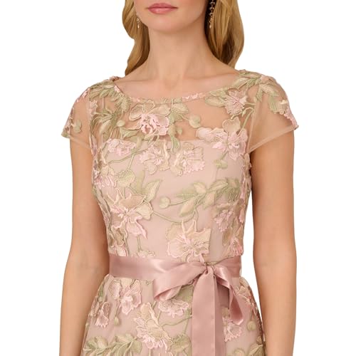 Image of Adrianna Papell Cascading Floral Embroidered Long Column Gown