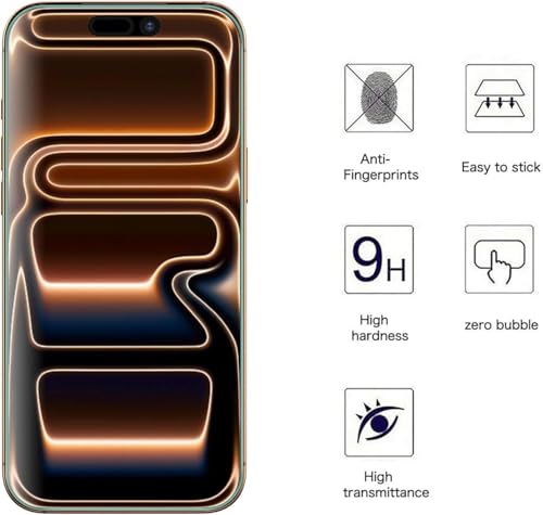 Image of FabeKee Tempered Glass Screen Protector Compatible For Black Cellphone With Edge To Edge Coverage And Easy Installation Kit (Transparent, iPhone 17 Pro Max 16 Pro Max)