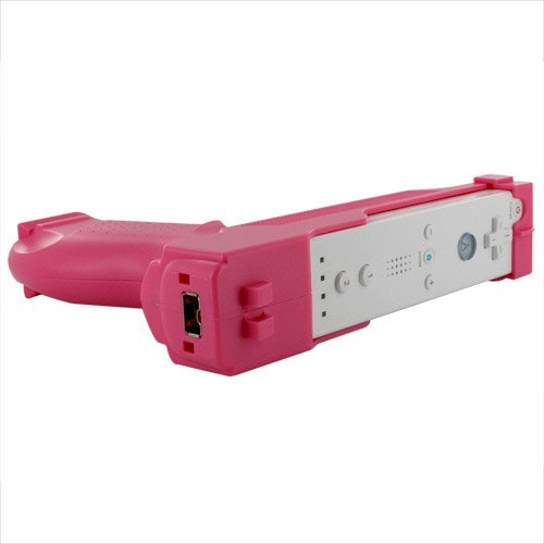 Skque®Vibration Motion Plus Gun Pistol for Nintendo Wii Remote Controller,Pink