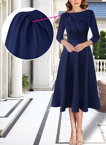 VFSHOW Womens 2024 Business Office Work Professional Elegant Slim Midi A-line Fit and Flare Dress4