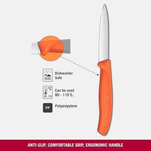Image of Victorinox Swiss Made Stainless Steel Swiss Classic Paring Knife, Straight Edge, Kitchen Tool, Kitchen Item, 8 cm, Orange, 6.7609.C1
