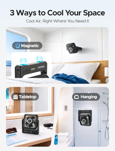 Image of EasyAcc Magnetic Cruise Approved Fan, 5000mAh Travel Fan Rechargeable