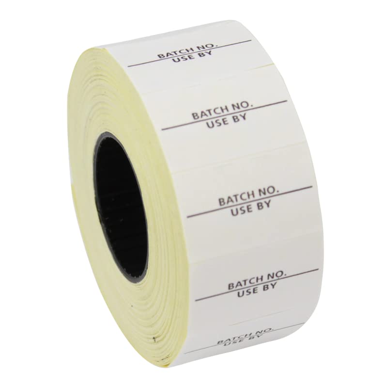 Gato CT7 26mm x 16mm Price Gun Labels - Printed 'Batch No. / Use By' - 10 Rolls / 12,000 Labels