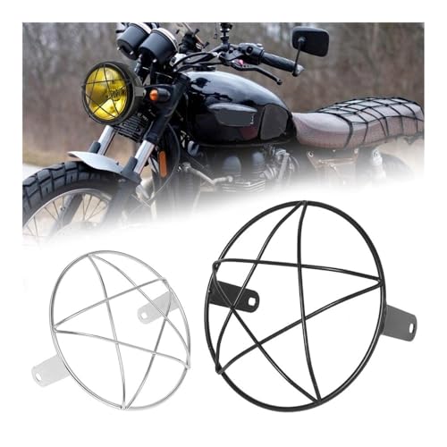 Grille de protection phare moto en acier robuste style vintage noir