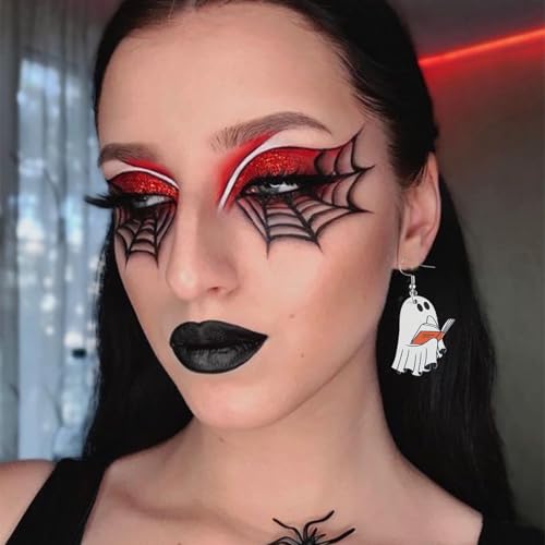 Halloween Ghost Earrings Wooden Cute Smile Spirit Pumpkin Bowknot Book Lightweight Sparkly Stud Earrings for Women Cosplay Costumes Jewelry3