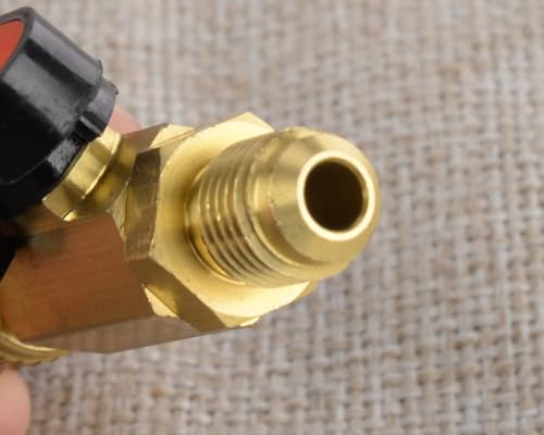Válvula de cierre rápido recta de 1/4 pulgada SAE, color rojo, para recarga de refrigerantes HVAC R134A, R22, R12 y R410A miniatura 3