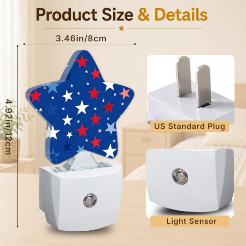 Image of Star Night Light with Dusk to Dawn Sensor, Stars Plug in Night Light for Kids Bedroom Nursery, Soft Warm Glow Lamp for Hallway Bathroom Energy Saving