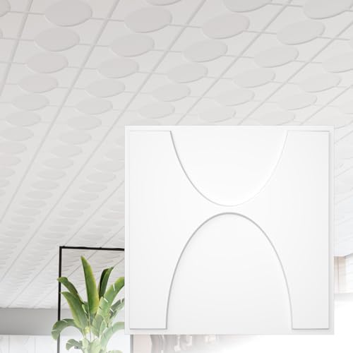 LooYee 24 PCS 2x2 FT Double-Arch Design Decorative Ceiling Tiles,