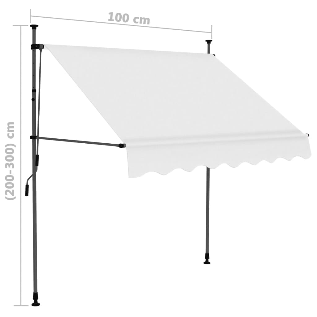 Markiza balkonowa, tarasowa, do ogrodu, zwijana, obsługiwana ręcznie, z diodami LED, 100 cm, kremowa, na taras, balkon
