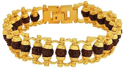 MEENAZ rudraksha bracelet for men Gold Plated Modern Rudraksha Bracelet | 5 Mukhi Rudraksha | Rudraksha Bracelet for Meditation and Yoga for Men Women | Rakhi for brothers bhaiya (B0D96HKD8T) Amazon Price History, Amazon Price Tracker