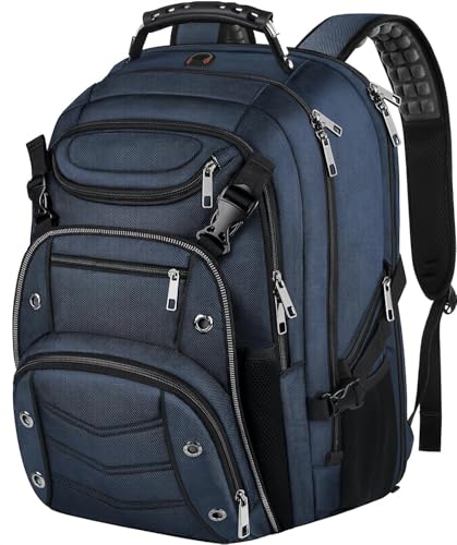 Image of VECKUSON 18.4 Laptop Backpack for unisex, 60L Extra Large Gaming Laptops Back Bag,TSA Friendly Flight Approved and RFID Anti-Theft Pocket Heavy-duty Pack,21.3 * 15.7 * 11.8inch Blue