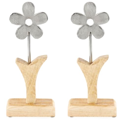 LOOK SENZA TEMPO: L'armonioso mix di materiali, dal fiore color argento al legno naturale, rende questo accessorio per la casa utilizzabile tutto l'anno e adatto a molti stili di interior design!