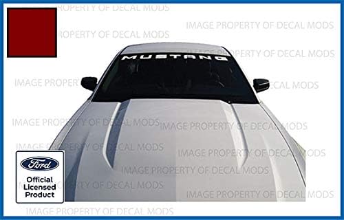Decal Mods - Bandera de parabrisas delantero compatible con Ford Mustang (2010-2014) calcomanía gráfica V6 - M (rojo oscuro) - CDR