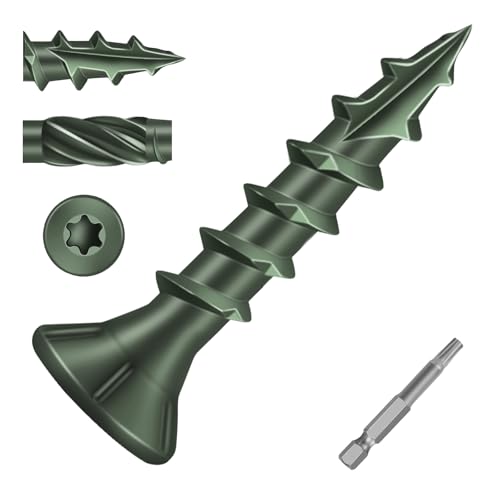 Image of #8 x 3 /4 inch Heavy-Duty Deck Screws - Green Outdoor Wood Screws, Torx Drive with T25 Bit, Rust Resistant for Wood Decking and Fence (2lb,568Pcs)