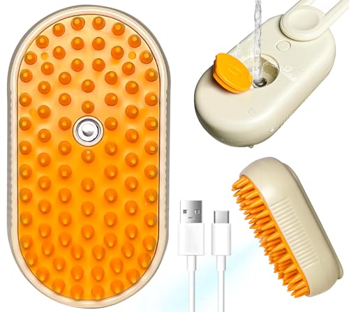 Image of Spritz Defur Comb for Cats, New 3-in-1 Cat Steam Brush for Massaging and Cleaning Shedding Pets, Comb for Long and Short Hair Cats and Dogs Grooming Tool (Coffee)