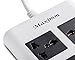 Maximm Surge Protector Flat Power Strip 6 Universal Outlets with 4 USB Ports, Desktop Charging Station, 4000W/10-16A Multiplug (6.5 ft, White) w/ (Type C) EU Plug