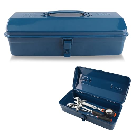 Caja De Herramientas De Hierro Portátil, Caja De Almacenamiento De Hierro Multifunción, Contenedor De Almacenamiento De Herramientas De Reparación Con Cierre De Pestillo De Metal Y Asa(37x16x11(350))