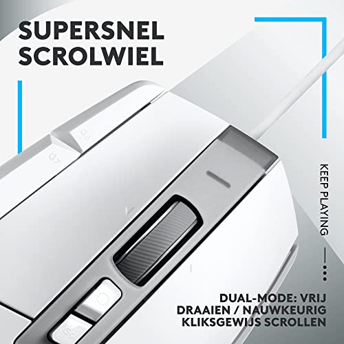 Logitech G G502 X Bedrade Gamingmuis - LIGHTFORCE hybride, optisch-mechanische, primaire schakelaars, HERO 25K gaming sensor, voor PC - MacOS/Windows - Wit - Afbeelding 4