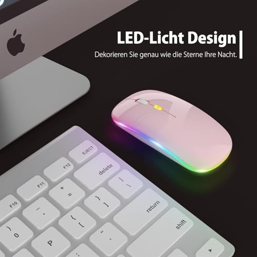 Image of LED Wireless Mouse, Slim Silent Mouse 2.4G Portable Mobile Optical Office Mouse with USB & Type-c Receiver, 3 Adjustable DPI Levels for Notebook, PC, Laptop, Computer (Pink)