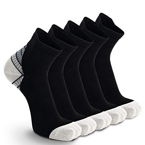 Lot de 5 Paires Chaussettes de Running Sport Contention Femme et Hommes Soquette, Compression légère pour Fitness, Cyclisme, Handball, Circulation, Voyage en avion (43-46, Gris - 5 Paires)