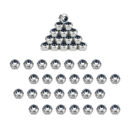 Image of qxayxa 150 Pcs M4 Nylon Insert Hex Lock Nuts, DIN 985, Silver Carbon Steel