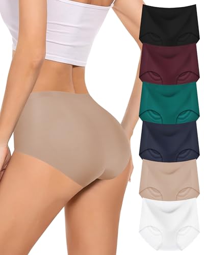Cevapro Unterhosen Damen Nahtlos Seamless Slips Damen Hohe Taille Unterwäsche Weich Atmungsaktiv Ohne Naht Gesäßform Panties für Frauen Multipack 6er Pack
