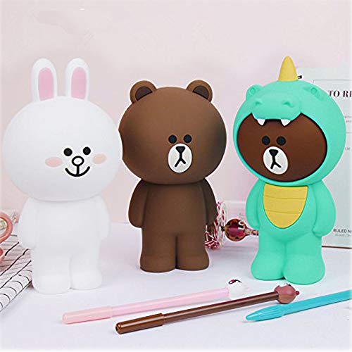 Pencil Case 3D Silicone Cartoon Storage Box Cute With Back Zipper Portable Hand-Held Wallet Stationery Box Cosmetic Bag (White Rabbit) #TOP5