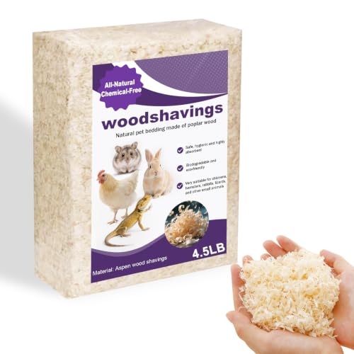 Natural Aspen Shavings Pet Bedding 4.5 Lb Low-Dust & Chemical-Free Ultra-Absorbent Cage Litter for Hamsters Rabbits Gerbils & Small Animals Biodegradable Wood Shavings70L Before Compression
