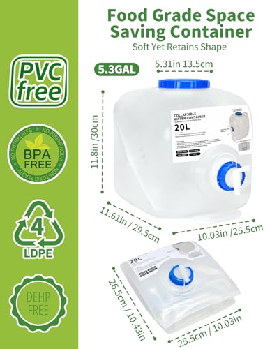 Contenedor de Agua Plegable para Camping 5.3 Galones Pack de 2 BEOZINZ miniatura 3