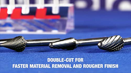 Image of Drill America SF-1NF Carbide Burr /Rotary File Tree Radius-End None-Ferrous for Aluminum 1 /4 inch Dia. x 5 /8 inch Cut Length with 1 /4 inch Shank and 2 inch Overall Length, DUL Series