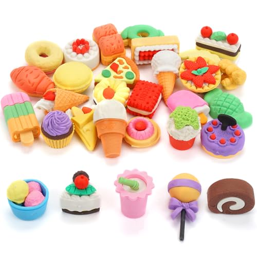 30 Pezzi Gomme da Cancellare a Forma di Torta, Gomme da Cancellare Regalo Feste, Gomma Carina Materiale Scolastico, Gadget Compleanno Bomboniere per Feste di Compleanno