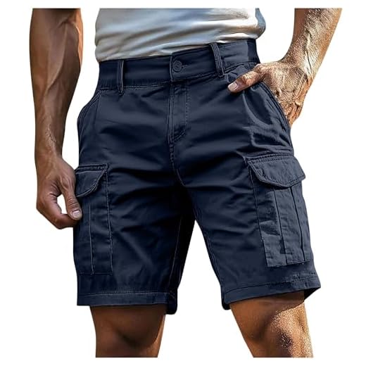 Short de Travail Homme Cargo en Coton, Bermuda Homme Multi-Poches Fonctionnelles Résistant Anti-Usure Ergonomique Respirant, pour Chantier BTP Artisanat Activités Plein Air Été Chaud Confort