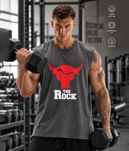 Image of SHODOX Men's 100% Cotton Tank Top | Round Neck Sleeveless Gym Vest | Loose Fit Casual Sportswear T-Shirt | Breathable & Lightweight Fitness Wear for Workout & Active Wear