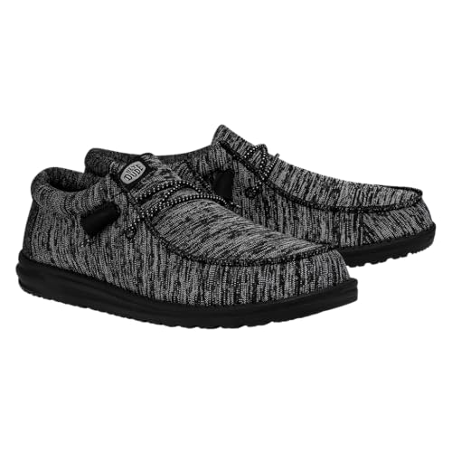 Image of HEYDUDE Men's Wally-Sport Knit Black /Black Size 14 | Men's Shoes | Men Slip-on Loafers | Comfortable & Light-Weight