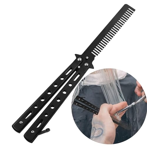 Stainless Steel Butterfly Comb – Foldable Training Hair & Beard Styling Tool for Safe Handling
