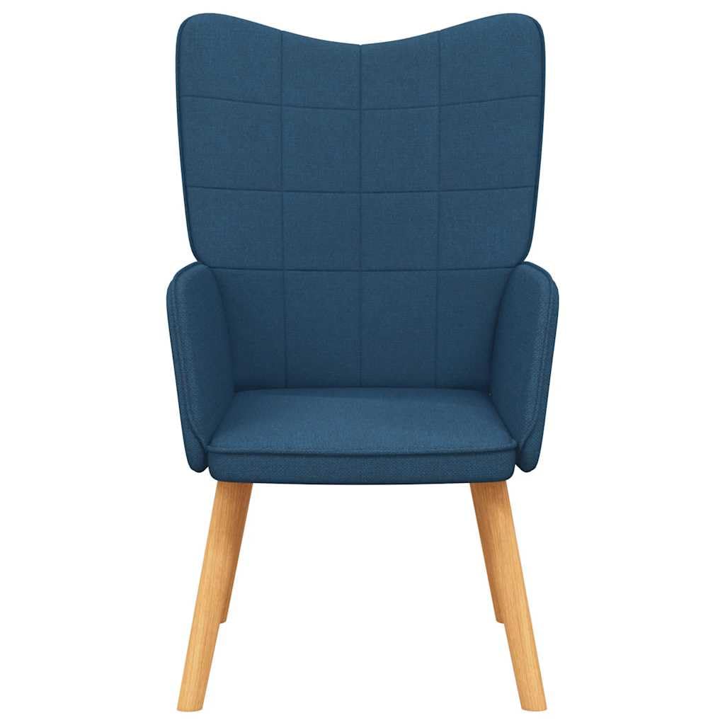 Sedia Relax Blu in Tessuto imbottita con braccioli, struttura acciaio e gambe legno massello, dimensioni 61,5x69x95,5 cm, poltrona ergonomica reclinabile per soggiorno, ufficio, camera