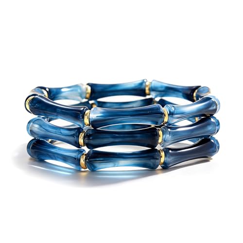 Bamboo Bangles Bracelets for Women Green Blue Jade Bracelets Stackable Dainty Trendy Jewelry Gifts