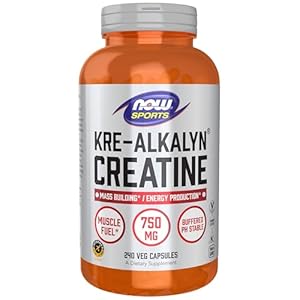 NOW Foods Sports Nutrition, Kre-Alkalyn Creatine 750 mg, Mass Building*/Energy Production*, 240 Veg Capsules