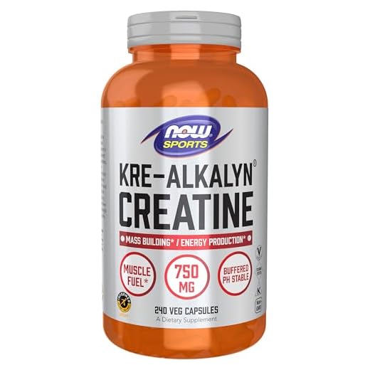 NOW Sports Nutrition, Kre-Alkalyn Creatine 750 mg, Mass Building*/Energy Production*, 240 Veg Capsules