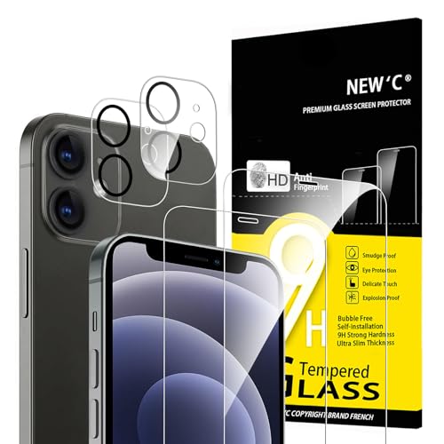 NEWC für iPhone 12 Mini für Panzerglas (2 Stück) und Kamera Panzer Schutz Glas für Kameraschutz (2 Stück) - kratzfest - keine Luftblasen - extrem widerstandsfähig - 9H-Härteglas