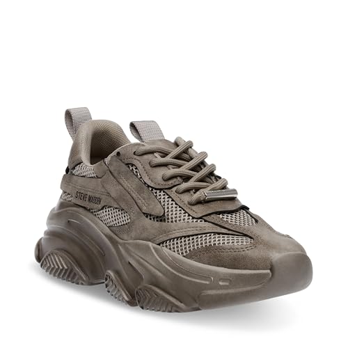 STEVE MADDEN POSSESSION grigio POSS03S1 grey distr scarpe donna sneakers tessuto zeppa lacci