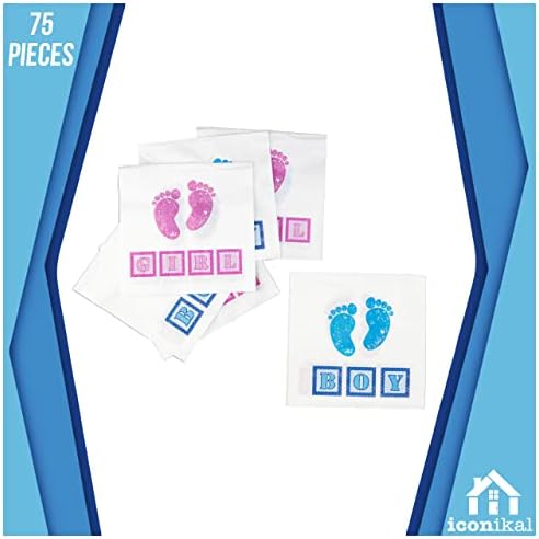 Iconikal 75-Pack Gender Reveal Party Napkins Two Sided Boy or Girl Baby — 사진 4