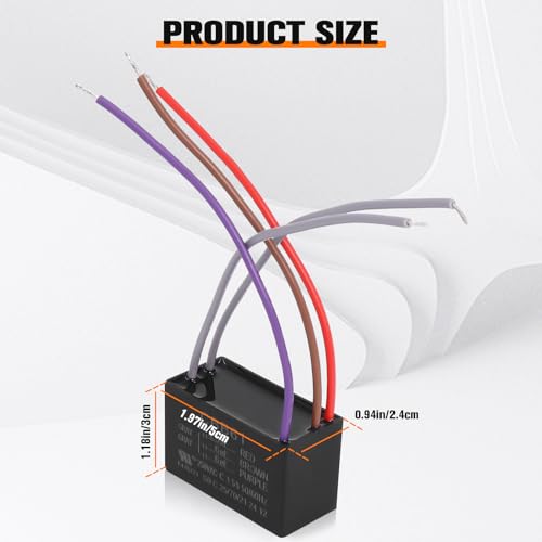Image of Podoy CBB61 Ceiling Fan Capacitor 4.5uF+6uF+6uF 5 Wire (2 Pack)