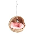 POPETPOP Hamster Hammock Cute Soft Coconut Shell Sleeping Nest with Bell Playing Hanging Bed for Hamster Guinea Pig Squirrel