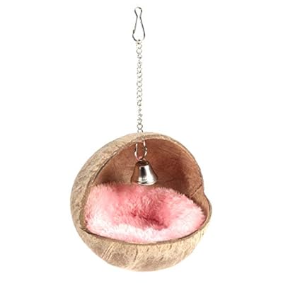 POPETPOP Hamster Hammock Cute Soft Coconut Shell Sleeping Nest with Bell Playing Hanging Bed for Hamster Guinea Pig Squirrel